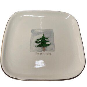 Rae Dunn Christmas "TIS THE‎ SEASON" Ceramic Plate 8" NEW WITHOUT TAGS!